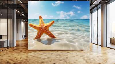 starfish on summer sunny beach at ocean background. travel, vacation concepts Wall mural