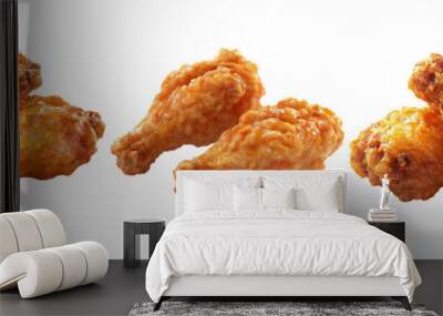 Fried chicken wings set isolated on transparent background Wall mural