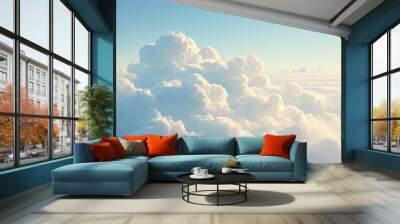 White clouds floating in the sky. A cumulonimbus cloud rises. meteorological phenomenon. natural phenomenon. Simplified abstract image of cloud computing concept Wall mural