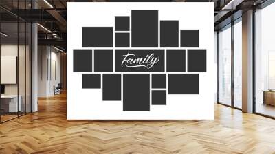 Family photo collage frames template for interior design. Vector collage layout for photo montage. Wall mural