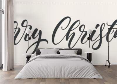 Merry Christmas hand lettering design for banner, poster, greeting card, invitation card. Vector holiday calligraphy. Merry Christmas text design. Wall mural