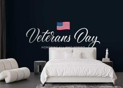 Veterans Day text with lettering 