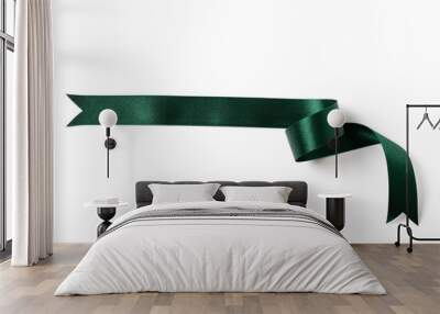 green banners ribbons label on white Wall mural