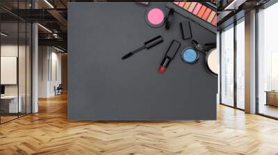 set decorative cosmetics with text space on black Wall mural