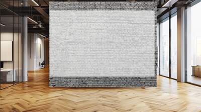 Grey brick wall template with empty transparent frame for text. Black and white filter effect design of brickwork pattern with squared copy space in the middle  Wall mural