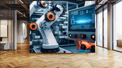 industrial machine robot, smart modern factory automation using advanced machines, industrial 4.0 manufacturing process, Generative AI Wall mural