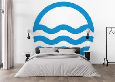 Water waves logo. Sea flowing sign. Water symbol. Blue. Vector illustration. Wall mural