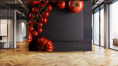 Tomatoes on a dark background Wall mural