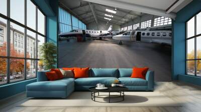 Business jets under the roof Wall mural