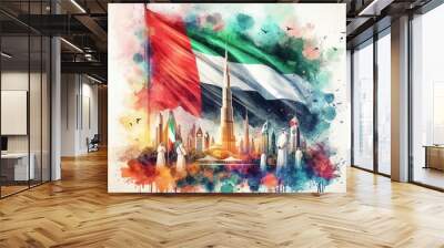  Flag Day. Elegant UAE Flag Day Graphic - Vertical Design with National Flag  Wall mural