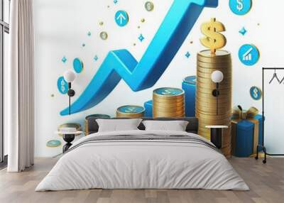 graph with coins Wall mural