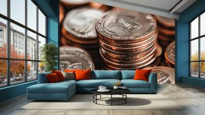 pile of euro coins Wall mural