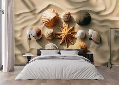 seashells on the beach Wall mural