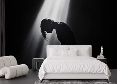 silhouette of a person in the darkness Wall mural