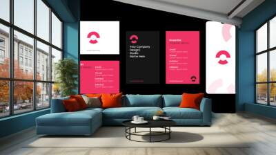 Pink and black Brand Guidelines template design. Brand Identity presentation marketing. Logo Guideline template. Logo Guide cover Book. Logo minimal presentation Wall mural