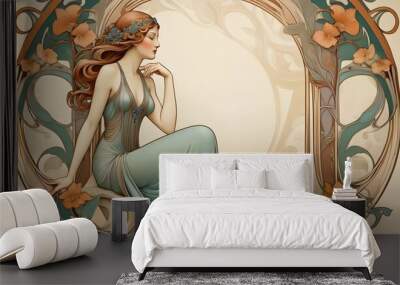 Art Nouveau style AI-Generated illustration Wall mural