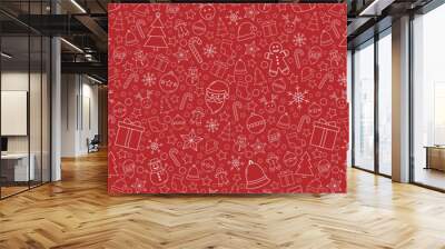 Beautiful Xmas pattern with ornaments. Christmas wrapping paper concept. Vector Wall mural