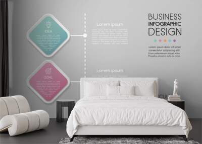 Business infographic layout with 2 steps. Timeline. Vector Wall mural