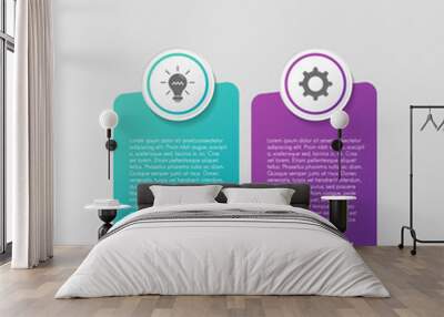 Colourful diagram infograph with 2 steps. Vector Wall mural