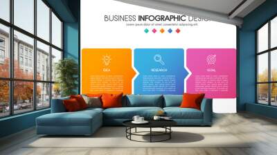 Infographic template with 3 options. Business flowchart. Vector Wall mural