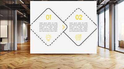 Infographic with business icons and 2 steps. Vector Wall mural