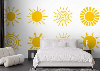 Sun icon set. Hand drawn summer elements. Vector illustration Wall mural