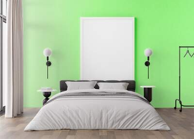 White picture frame on green background. Mockup with copyspace Wall mural