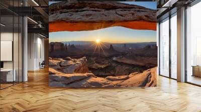 Mesa Arch panorama at sunrise, Canyonlands National Park, Utah, USA Wall mural