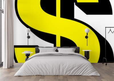 dollar symbol retro style decoration Wall mural