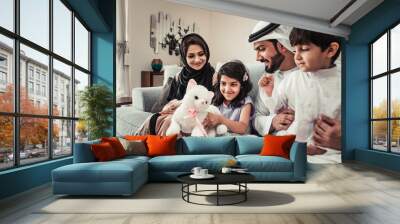 Arabic happy family lifestyle moments at home Wall mural