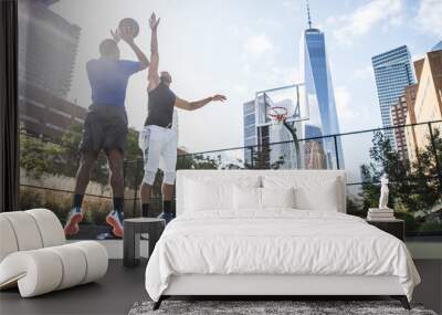 Basketball player playing outdoors Wall mural