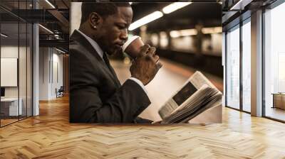 Business man in the subway Wall mural