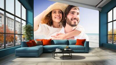 Couple on a tropical beach Wall mural