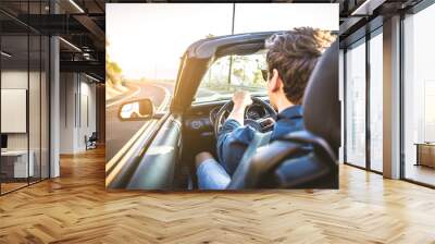 Couple on convertible car Wall mural