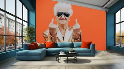 Grandmother portraits on colored backgrounds Wall mural