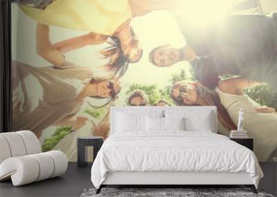 Group of friends in circle Wall mural