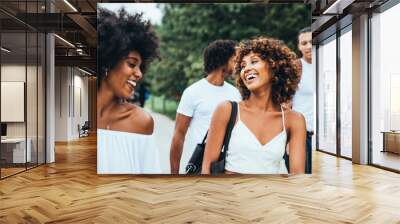 Group of friends spending time togeher in New york city Wall mural