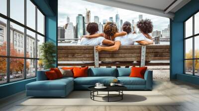 Group of friends spending time togeher in New york city Wall mural