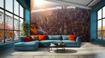 helicopter view of New york city and Manhattan. Concept about buildings and landmarks Wall mural