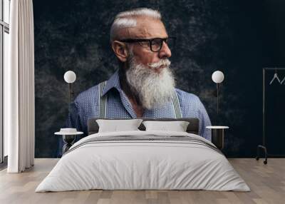 Senior hipster with stylish beard portraits Wall mural