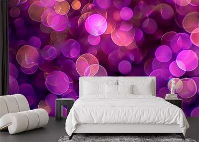 Bokeh abstract texture. Colorful. Defocused background. Blurred bright light. Circular points Wall mural