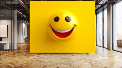 Funny smiley face on office background. Positive mood Wall mural