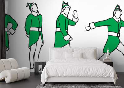 Merry Christmas buddy the elf motion minimalist simple line art set Wall mural