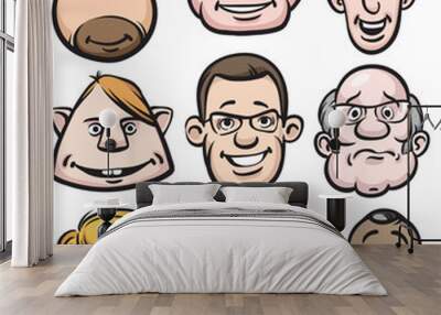 comic men faces Wall mural