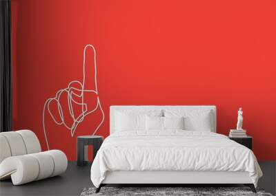 continuous line drawing of hand pointing finger Wall mural