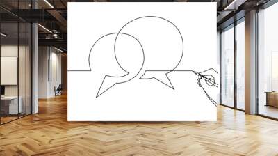 continuous line drawing vector illustration with FULLY EDITABLE STROKE of business concept sketch of speech bubbles Wall mural