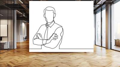 continuous line drawing vector illustration with FULLY EDITABLE STROKE of  confident businessman Wall mural