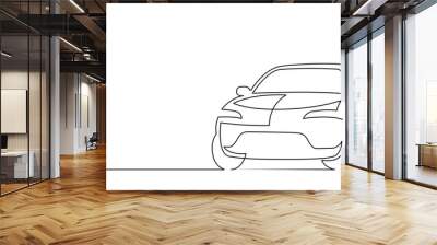 continuous line drawing vector illustration with FULLY EDITABLE STROKE of modern suv car Wall mural