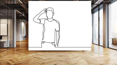 frustrated man - single line drawing Wall mural