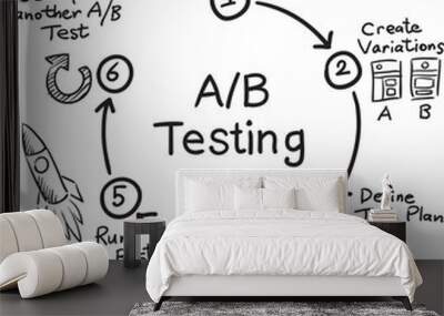 hand drawn sketch of concept drawing ab testing - PNG image with transparent background Wall mural